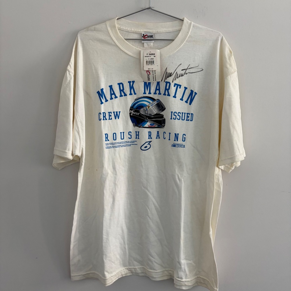 Mark Martin Autographed Racing Crew Issued NASCAR T-Shirt Chase Authentics XL